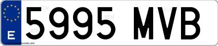 Ejemplo de matrícula española 5995 MVB
