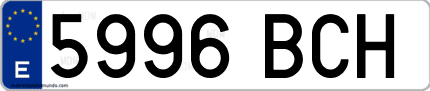Ejemplo de matrícula de coche ordinaria 5996 BCH