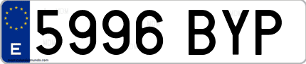 Ejemplo de matrícula de coche ordinaria 5996 BYP