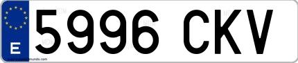 Ejemplo de matrícula española 5996 CKV