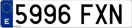 Ejemplo de matrícula española 5996 FXN