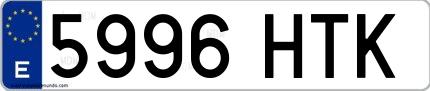 Ejemplo de matrícula española 5996 HTK