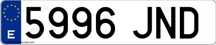 Ejemplo de matrícula española 5996 JND