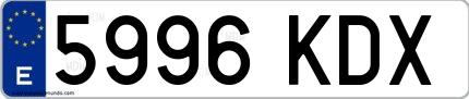 Ejemplo de matrícula española 5996 KDX