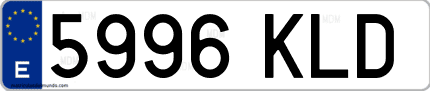 Ejemplo de matrícula de coche ordinaria 5996 KLD