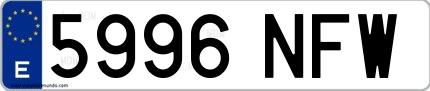 Ejemplo de matrícula española 5996 NFW