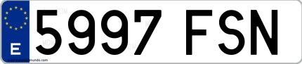 Ejemplo de matrícula española 5997 FSN