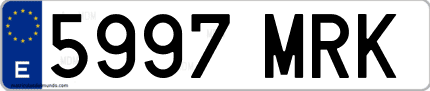 Ejemplo de matrícula de coche ordinaria 5997 MRK