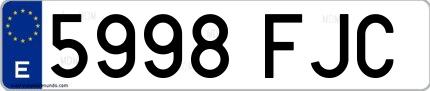 Ejemplo de matrícula española 5998 FJC