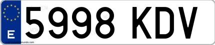 Ejemplo de matrícula española 5998 KDV