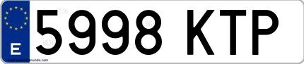 Ejemplo de matrícula española 5998 KTP
