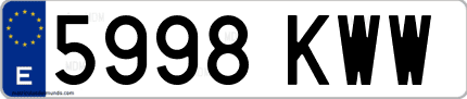 Ejemplo de matrícula de coche ordinaria 5998 KWW