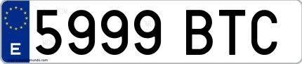 Ejemplo de matrícula española 5999 BTC
