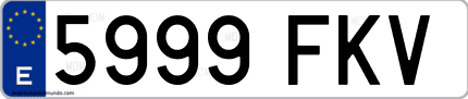 Ejemplo de matrícula de coche ordinaria 5999 FKV