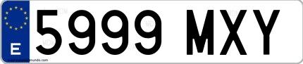 Ejemplo de matrícula española 5999 MXY