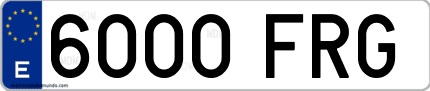 Ejemplo de matrícula de coche ordinaria 6000 FRG