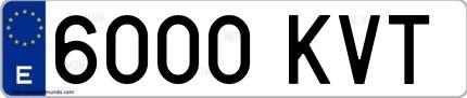 Ejemplo de matrícula española 6000 KVT