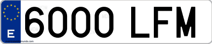 Ejemplo de matrícula de coche ordinaria 6000 LFM
