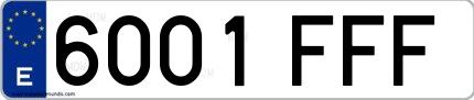 Ejemplo de matrícula española 6001 FFF