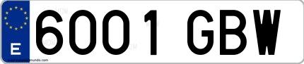 Ejemplo de matrícula española 6001 GBW