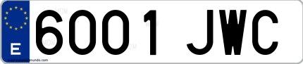 Ejemplo de matrícula española 6001 JWC