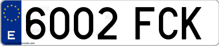 Ejemplo de matrícula de coche ordinaria 6002 FCK