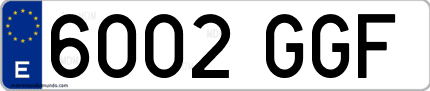 Ejemplo de matrícula de coche ordinaria 6002 GGF