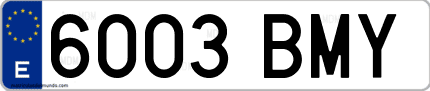 Ejemplo de matrícula de coche ordinaria 6003 BMY