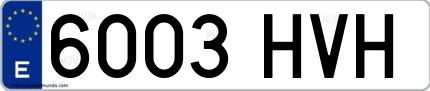 Ejemplo de matrícula española 6003 HVH