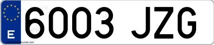Ejemplo de matrícula española 6003 JZG