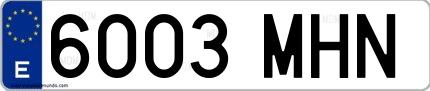 Ejemplo de matrícula española 6003 MHN