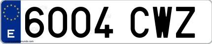 Ejemplo de matrícula española 6004 CWZ