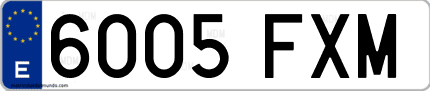 Ejemplo de matrícula de coche ordinaria 6005 FXM