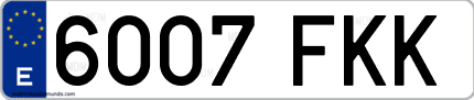 Ejemplo de matrícula de coche ordinaria 6007 FKK