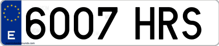 Ejemplo de matrícula de coche ordinaria 6007 HRS