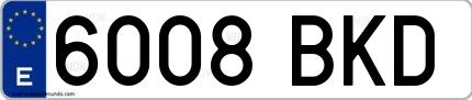 Ejemplo de matrícula española 6008 BKD