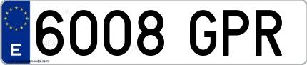Ejemplo de matrícula española 6008 GPR