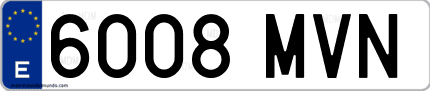 Ejemplo de matrícula de coche ordinaria 6008 MVN