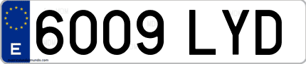 Ejemplo de matrícula de coche ordinaria 6009 LYD
