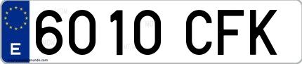 Ejemplo de matrícula española 6010 CFK
