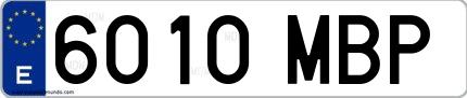 Ejemplo de matrícula española 6010 MBP