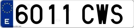 Ejemplo de matrícula española 6011 CWS