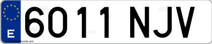 Ejemplo de matrícula de coche ordinaria 6011 NJV
