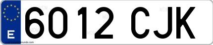 Ejemplo de matrícula española 6012 CJK