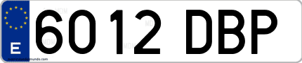 Ejemplo de matrícula de coche ordinaria 6012 DBP