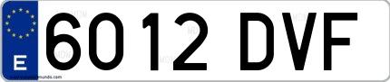 Ejemplo de matrícula española 6012 DVF