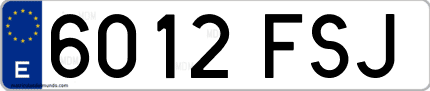 Ejemplo de matrícula de coche ordinaria 6012 FSJ