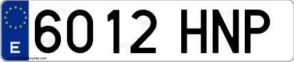 Ejemplo de matrícula de coche ordinaria 6012 HNP