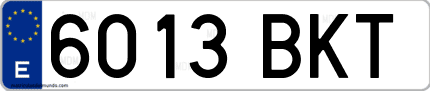 Ejemplo de matrícula de coche ordinaria 6013 BKT