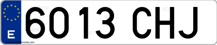 Ejemplo de matrícula de coche ordinaria 6013 CHJ